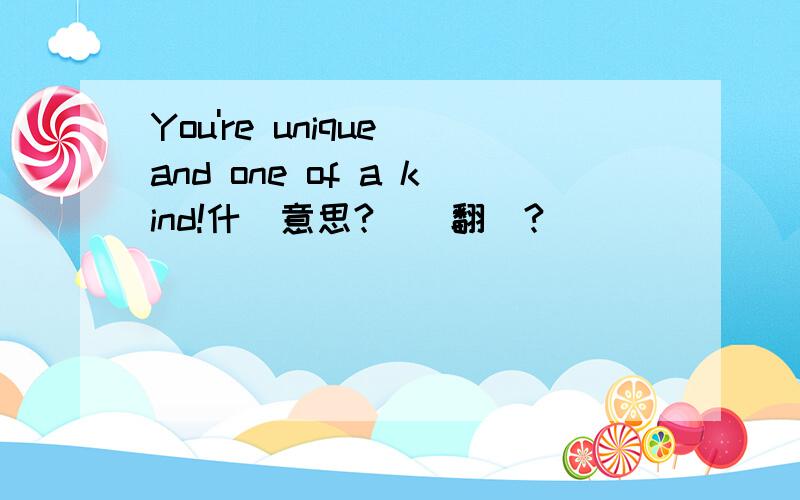 You're unique and one of a kind!什麼意思?誰來翻譯?