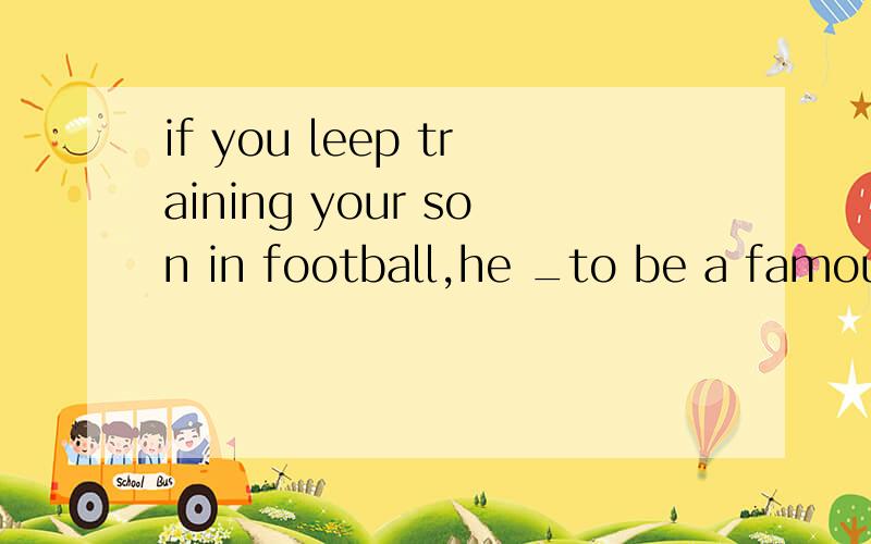 if you leep training your son in football,he _to be a famous player.A wants B hopes C wishs D promisesleep改为keep 打错了 不好意思。