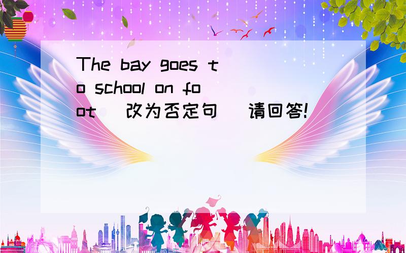 The bay goes to school on foot （改为否定句） 请回答!