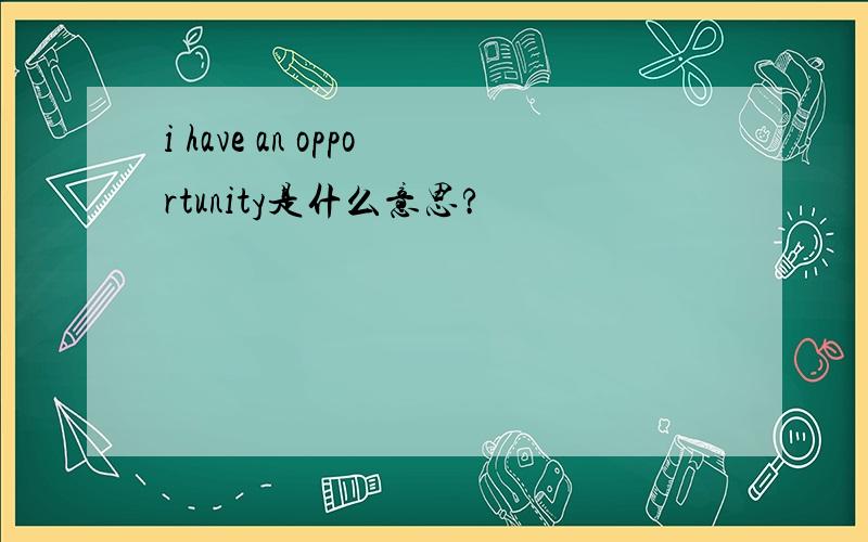 i have an opportunity是什么意思?